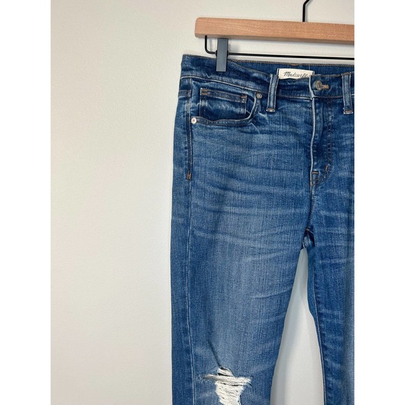 Madewell 9" High Riser Skinny Skinny Crop Jeans Women's 28 Blue Distressed Denim - Picture 4 of 8